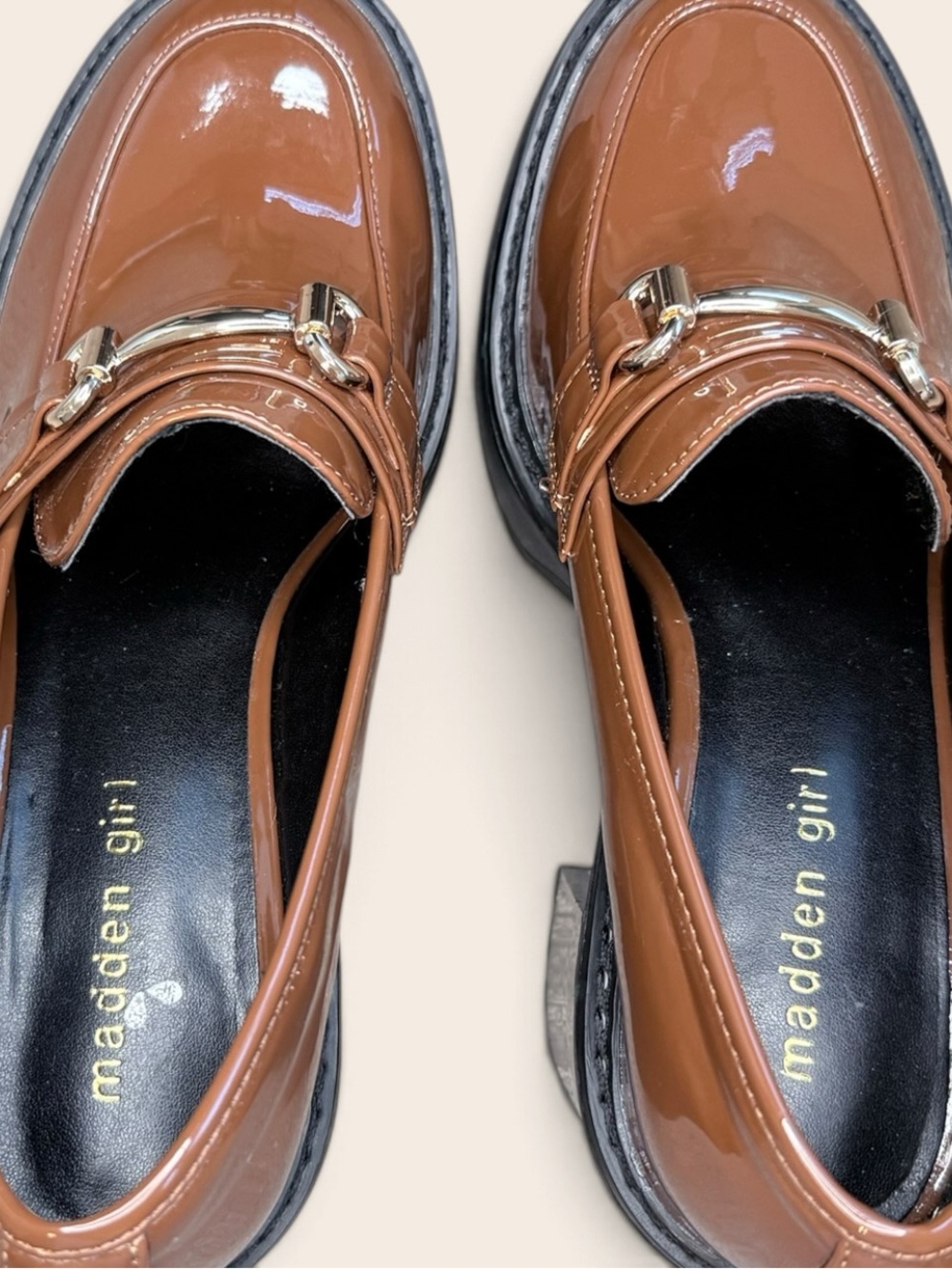 Madden Girl Kierra Brown Loafer Heels 6.5 Platform Preppy 90s Academia - Picture 6 of 6